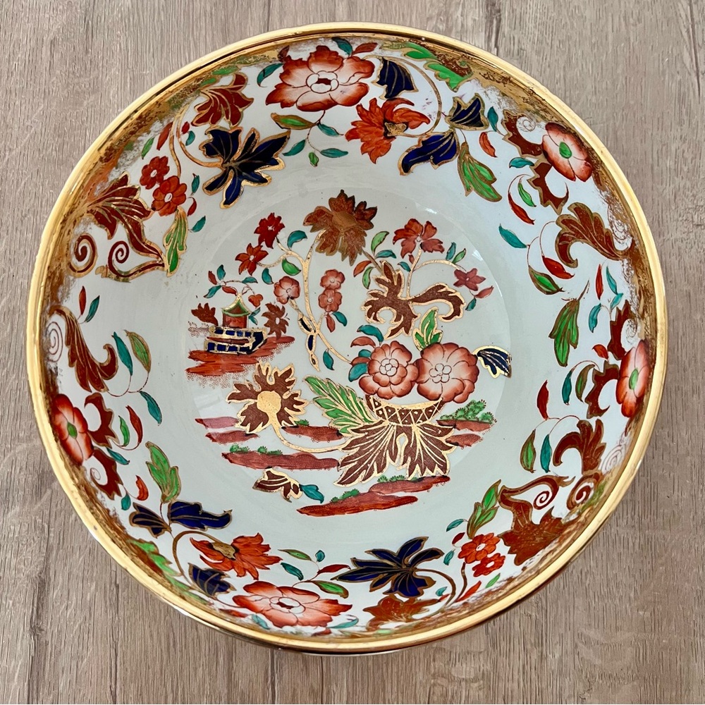 RARE 1860’s Antique AMHERST IRONSTONE Made In England IMARI Bowl 8.5” X 4.5”‎
